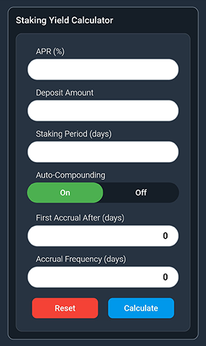 Staking Calculator with Compound Interest for Cryptocurrencies